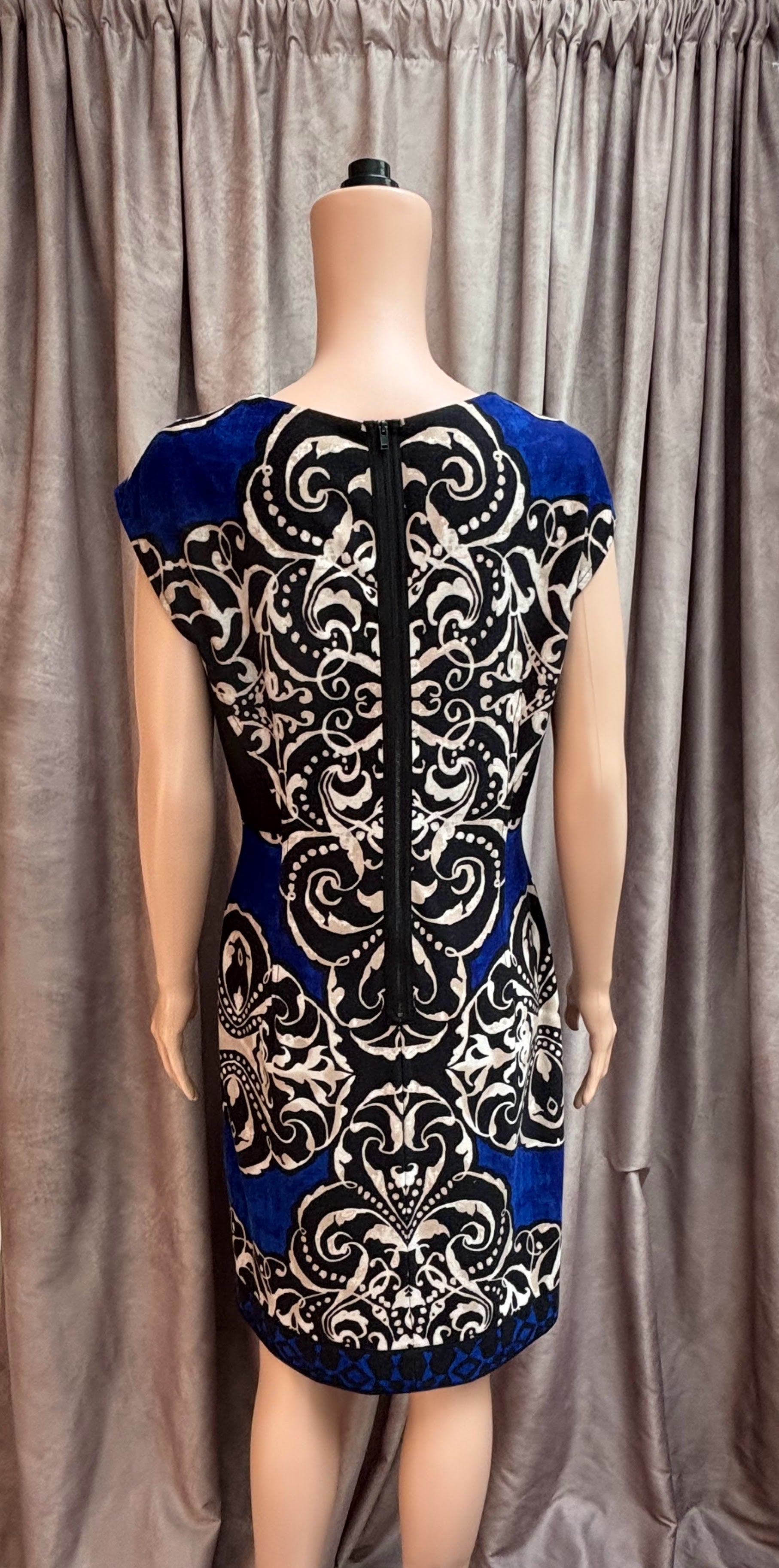 Donna Morgan Blue & Black Print Bodycon Dress