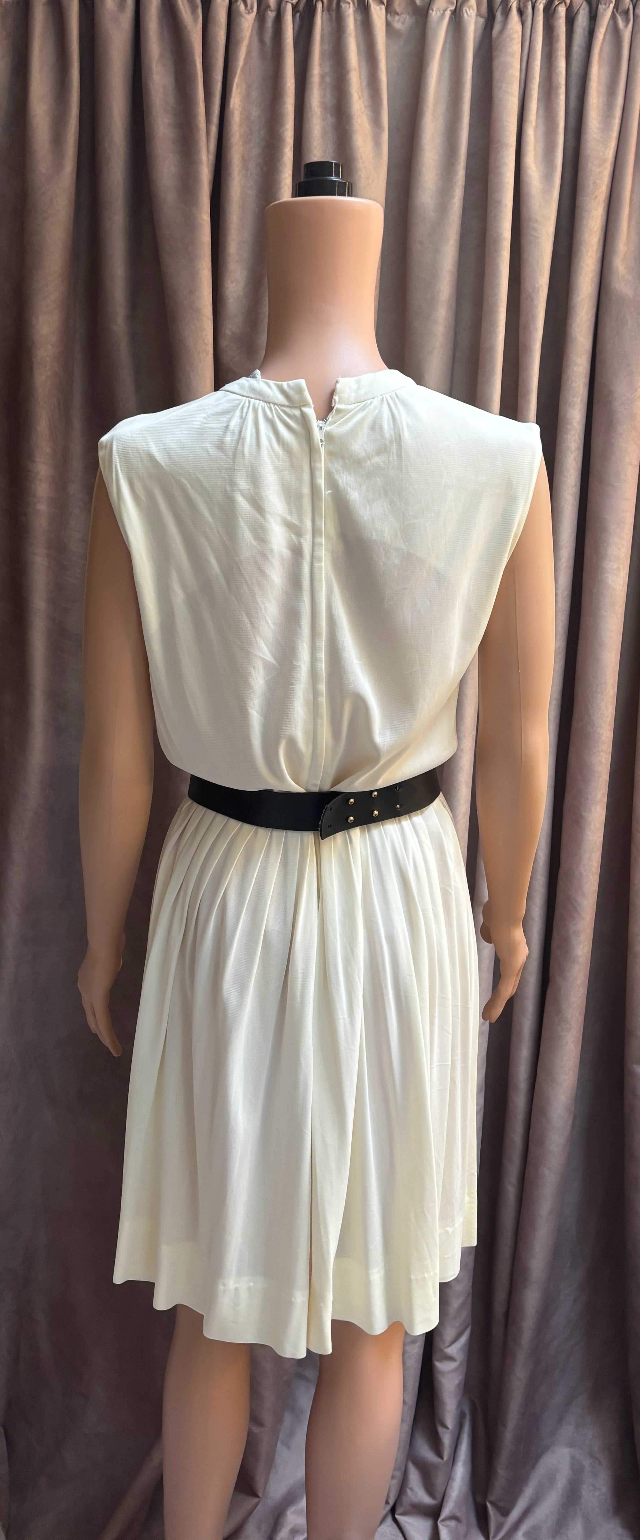 Sears 1970s White Accordion Pleat Skater/  Tennis Dress