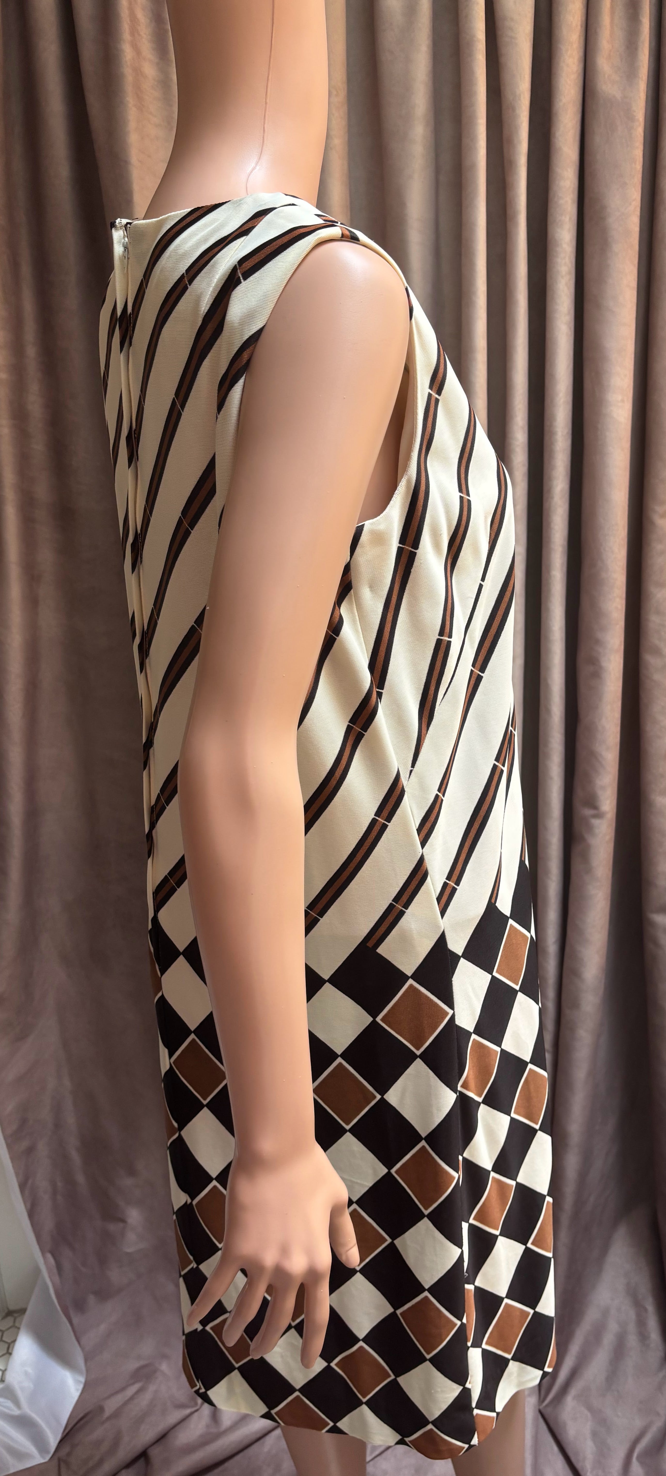 Roxbury 1960s Mod Geometric Harlequin Sheath Dress