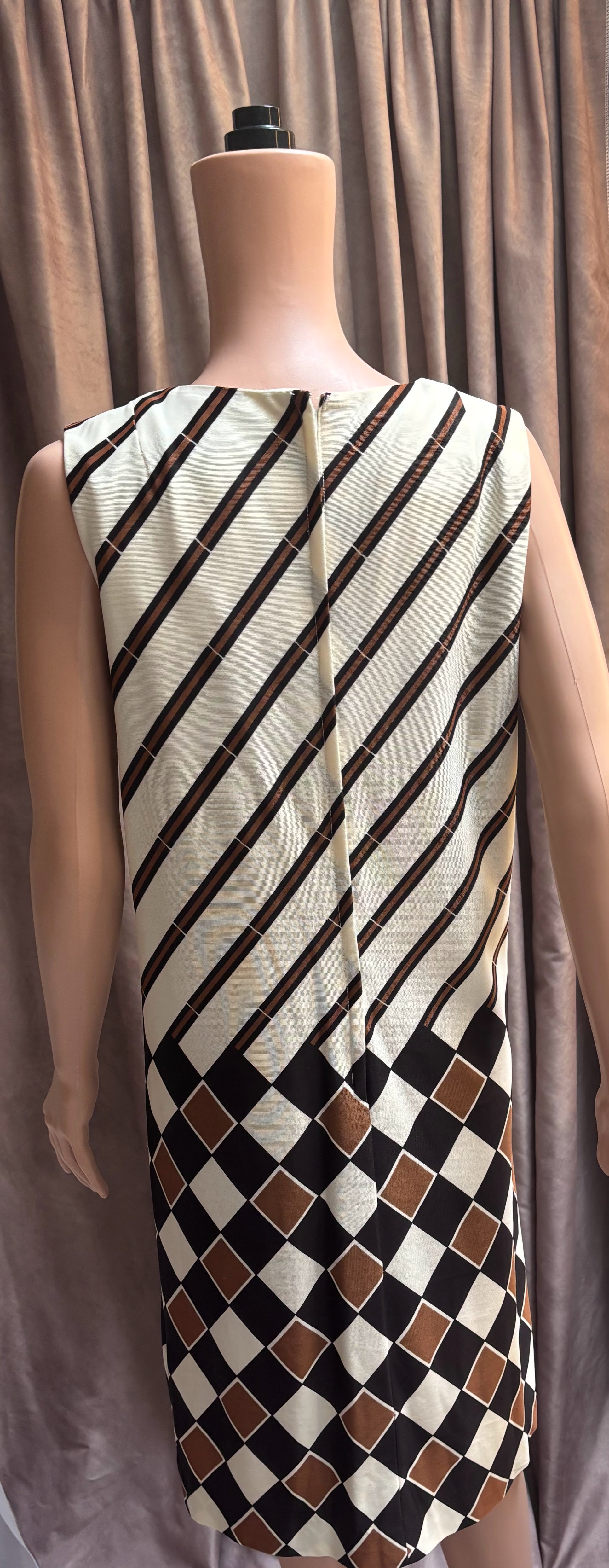 Roxbury 1960s Mod Geometric Harlequin Sheath Dress