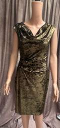 Vince Camuto Gold Olive Burnt Velvet Bodycon Dress