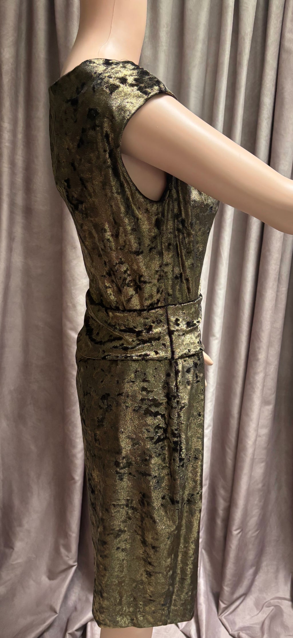Vince Camuto Gold Olive Burnt Velvet Bodycon Dress