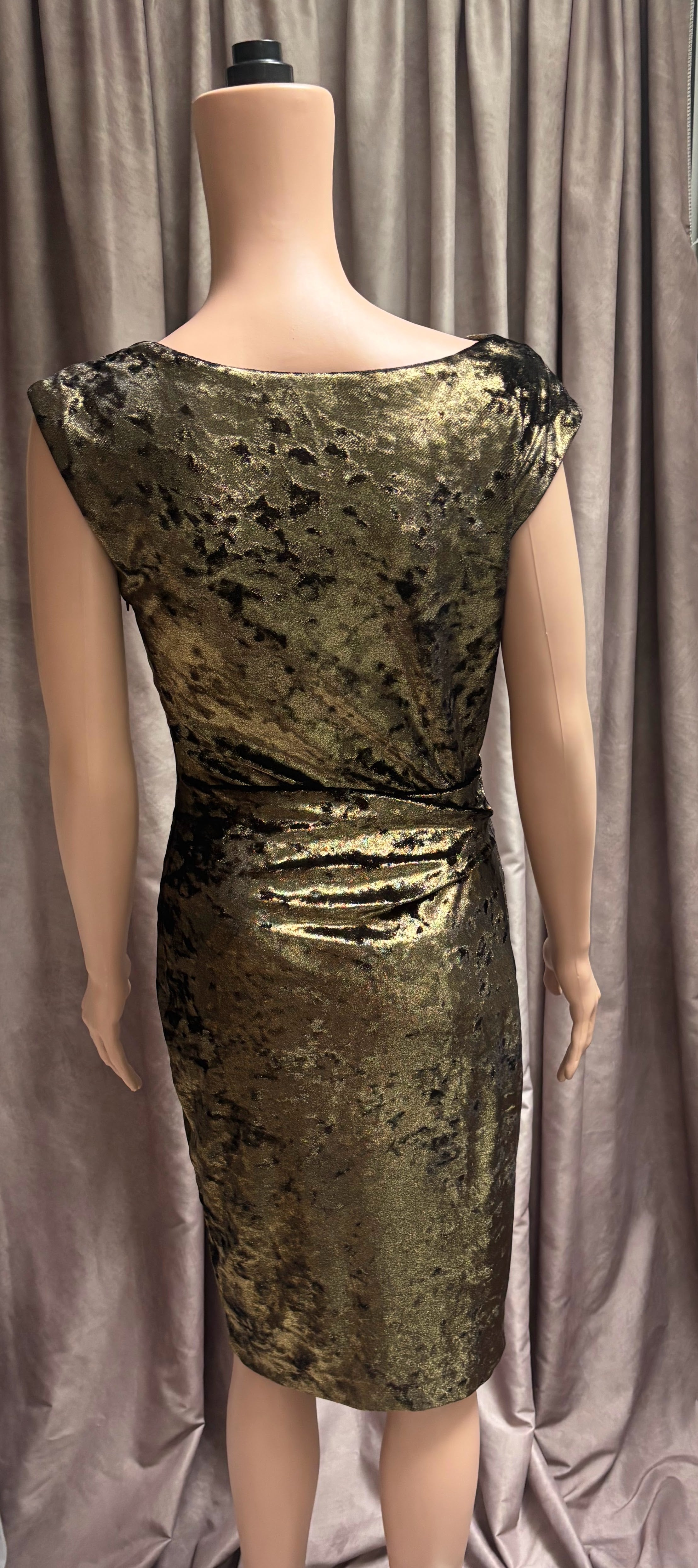 Vince Camuto Gold Olive Burnt Velvet Bodycon Dress