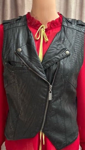 Vegan black leather vest