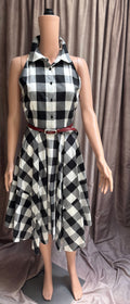 Vintage 50s Black and White Plaid Dress