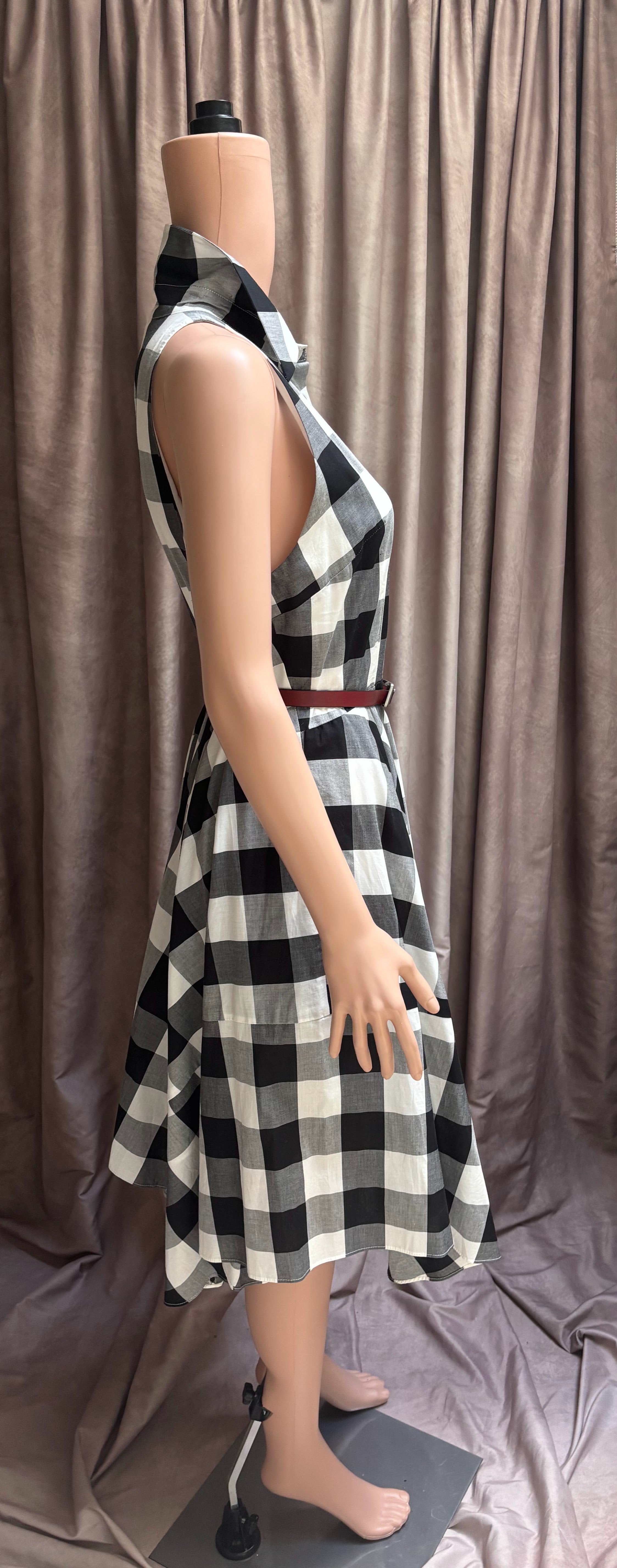 Vintage 50s Black and White Plaid Dress