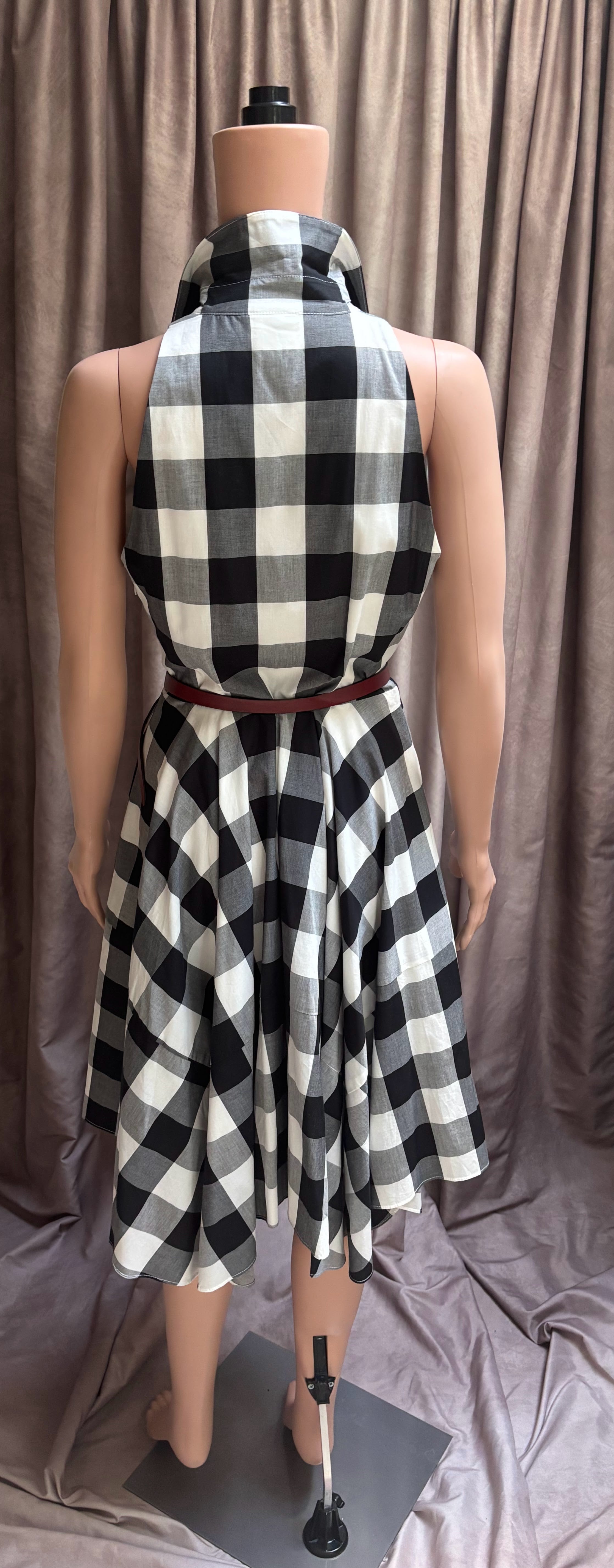 Vintage 50s Black and White Plaid Dress
