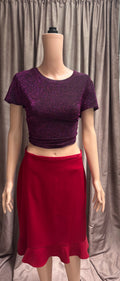 Red Knee-Length Pencil Skirt