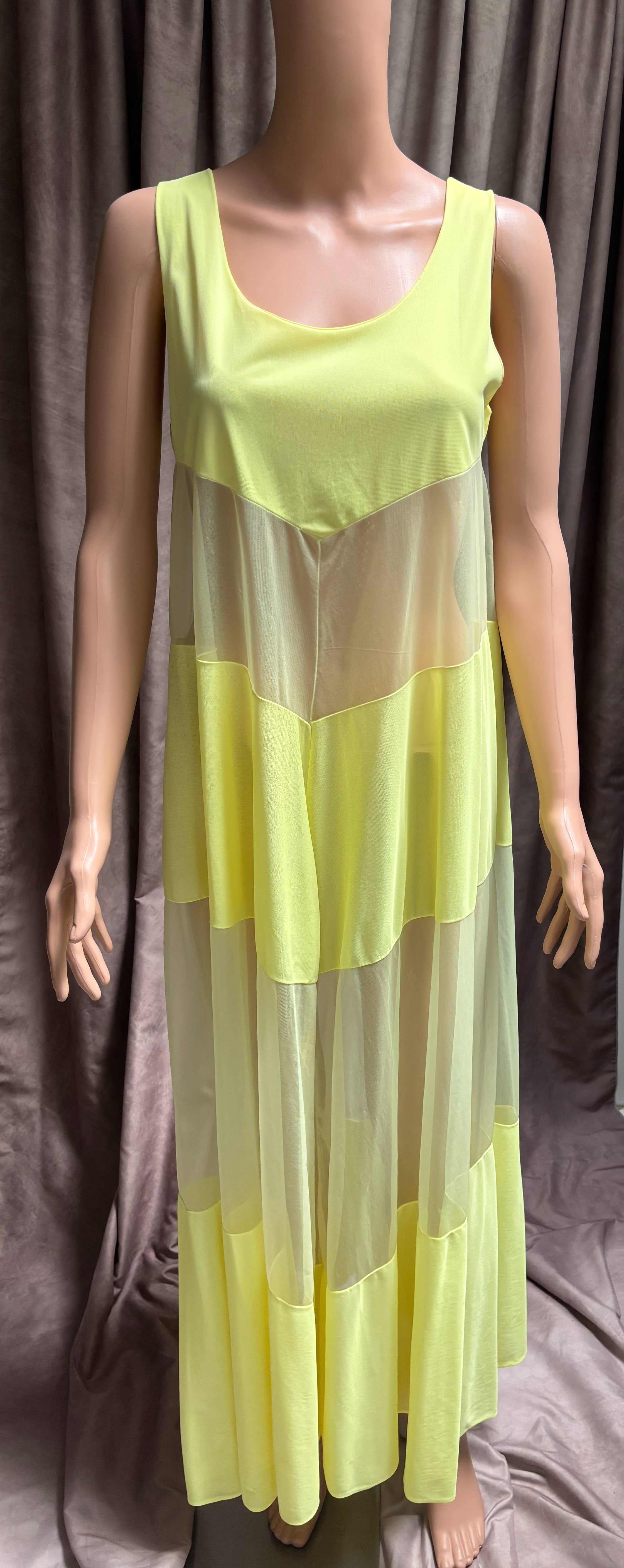 Canary Yellow Chevron Dress | Vintage 70s