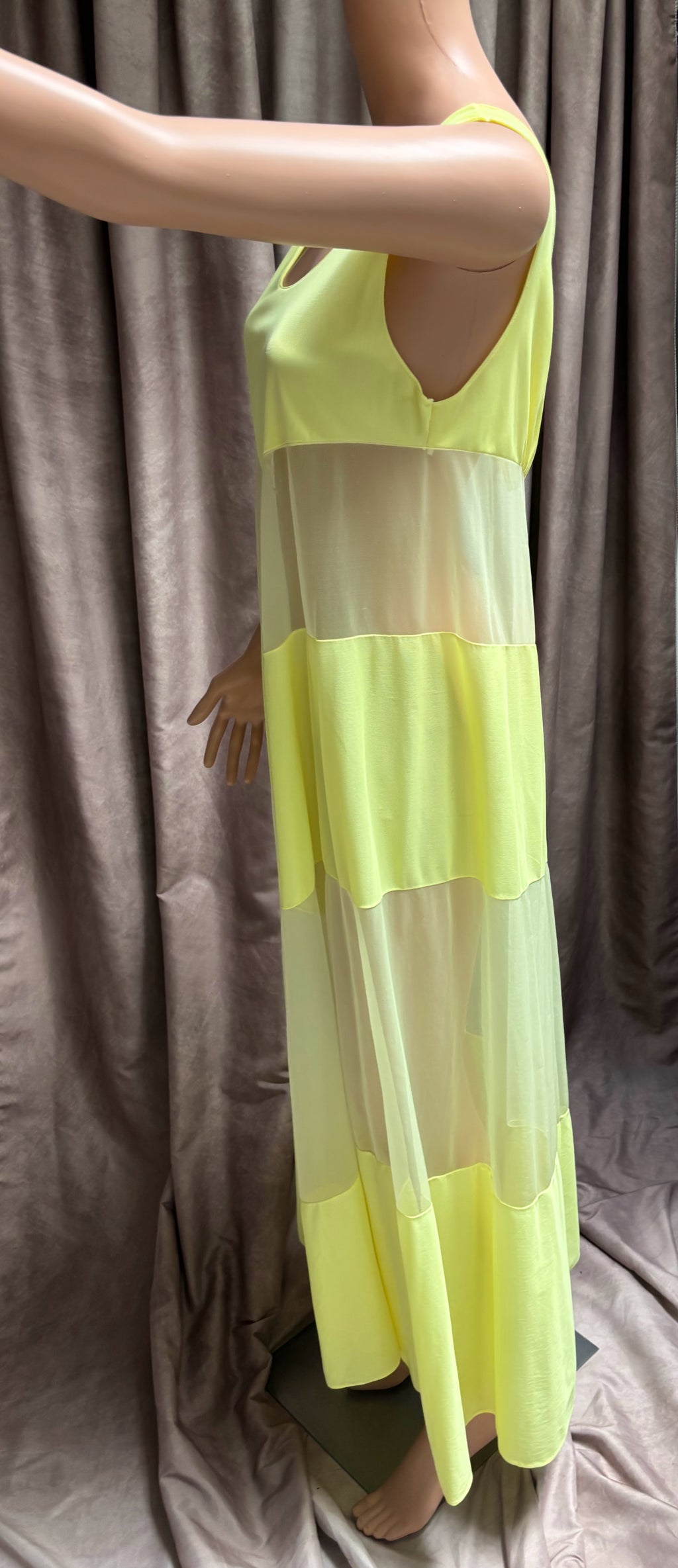 Canary Yellow Chevron Dress | Vintage 70s