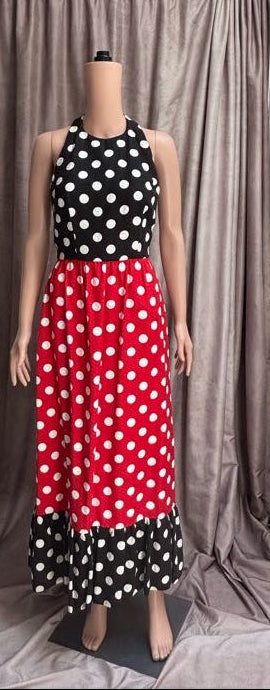 Vintage 60s Red Black + White Polka Dot