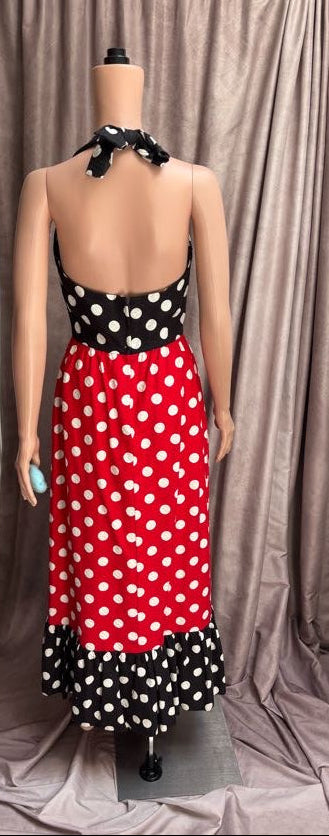 Vintage 60s Red Black + White Polka Dot