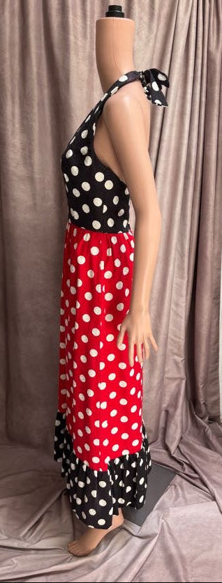 Vintage 60s Red Black + White Polka Dot