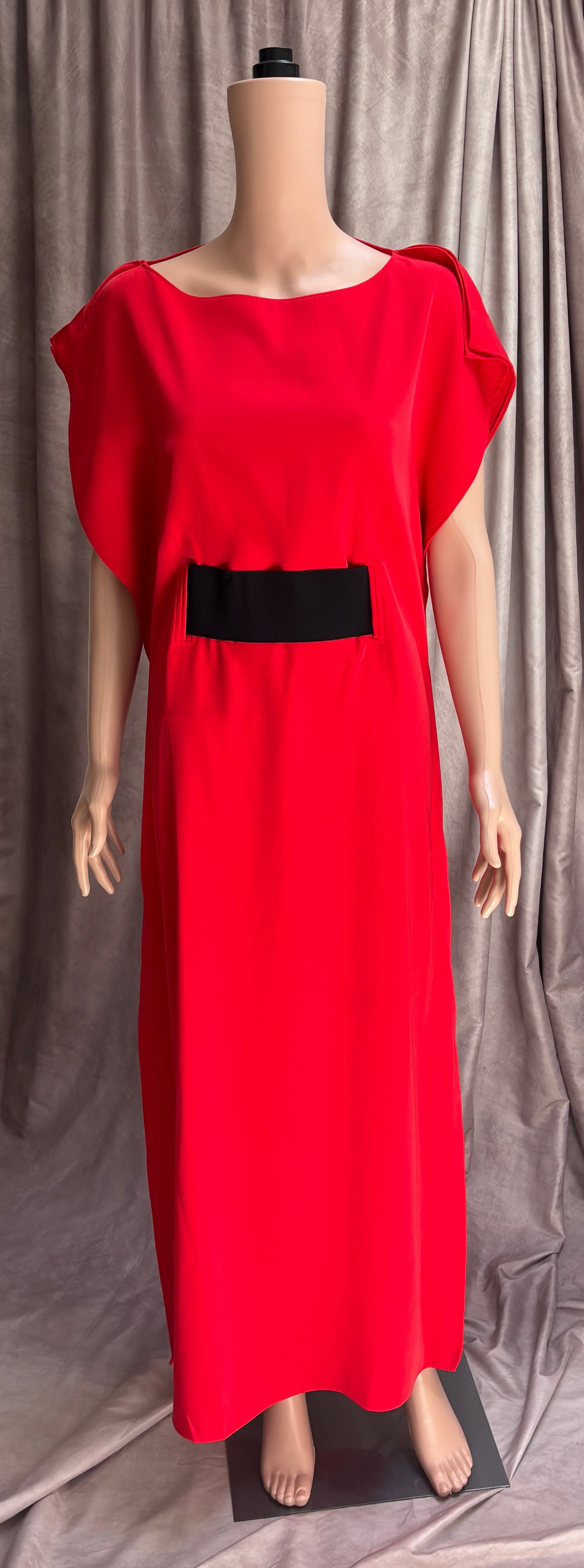 Vintage 80s | Red Flowy Maxi Dress