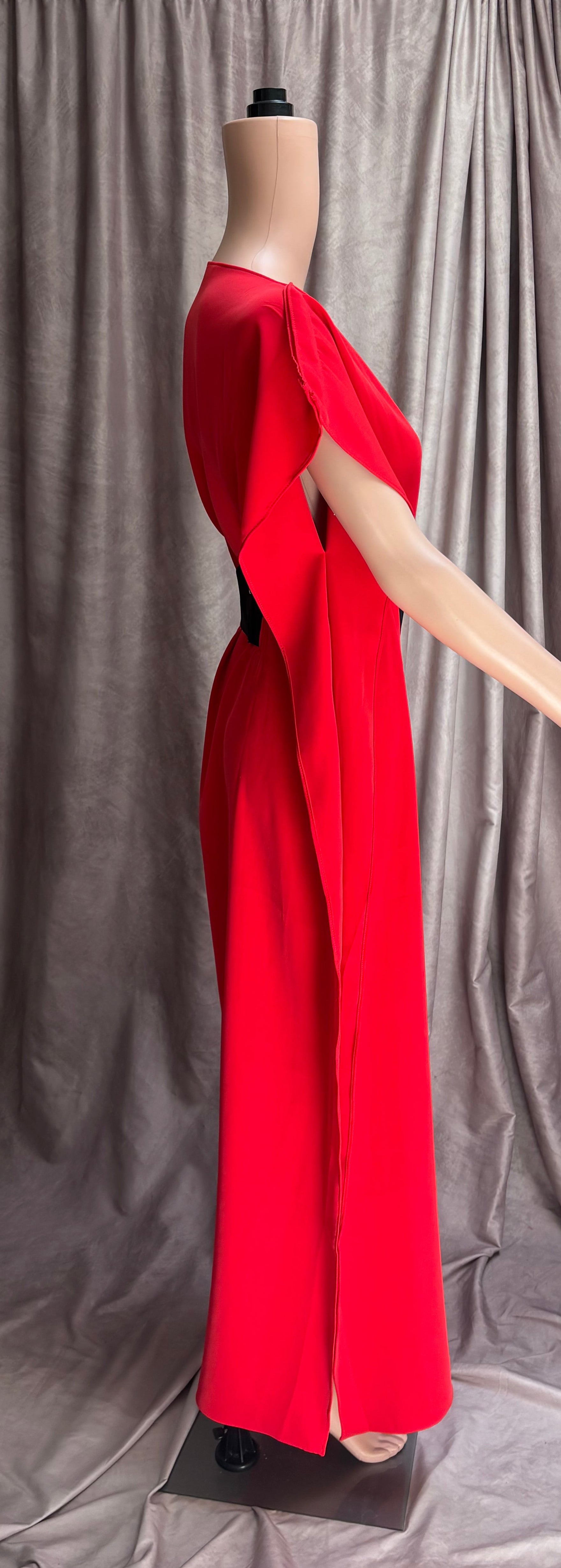 Vintage 80s | Red Flowy Maxi Dress
