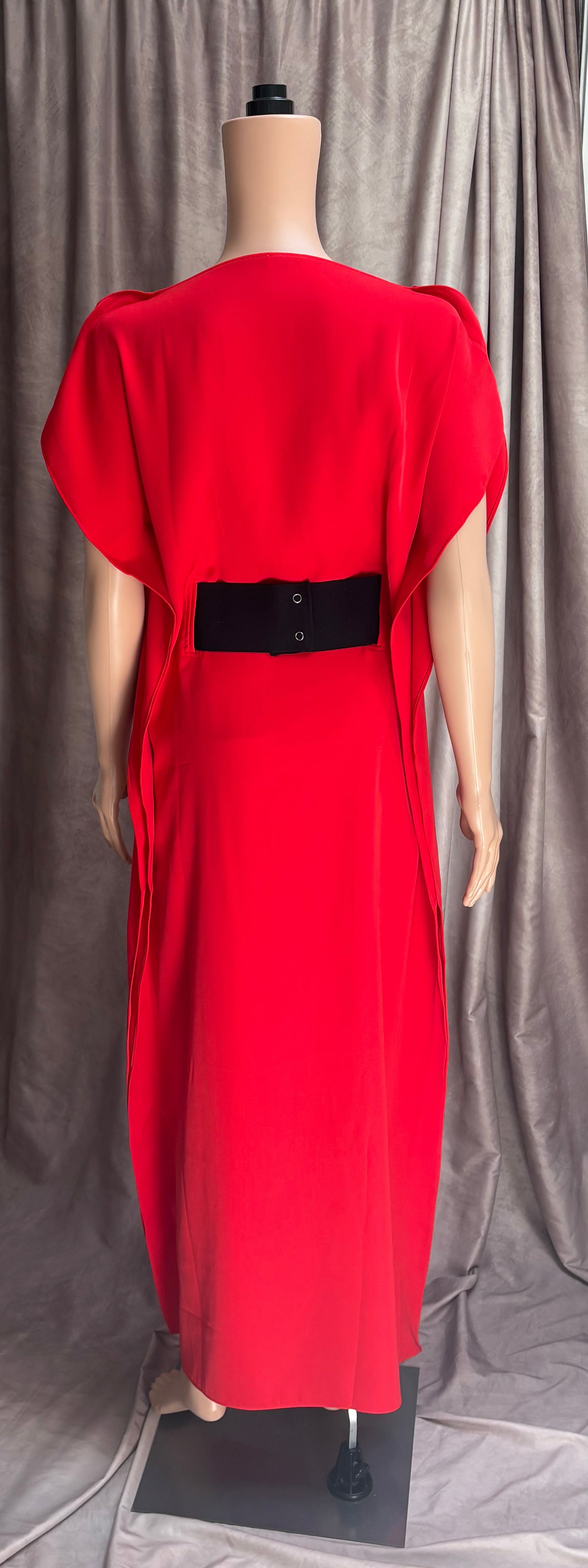 Vintage 80s | Red Flowy Maxi Dress
