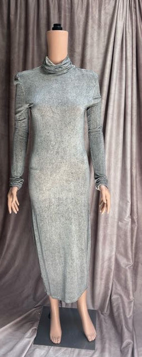 Grey Mockneck Sweater Dress