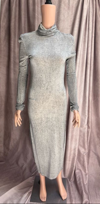 Grey Mockneck Sweater Dress