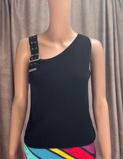 Black Buckle Sleeve Tank