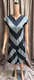 Vintage Chevron Colorblock Shift Dress | Navy & Ice Blue