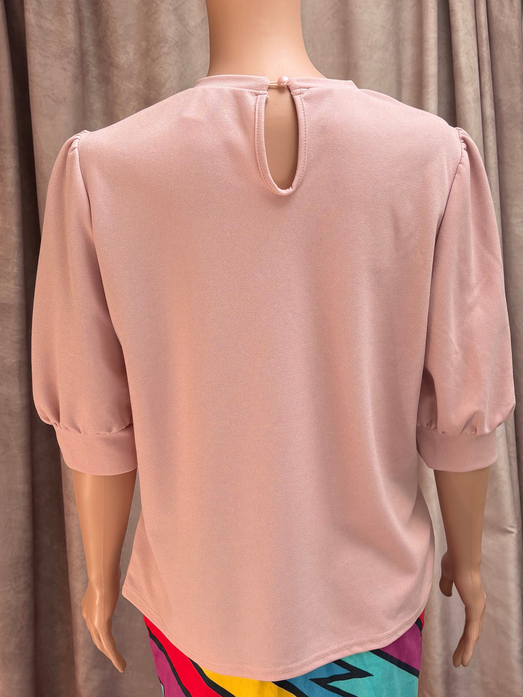 Blush Pink Puff Sleeve Blouse – Size Large