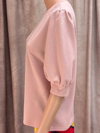 Blush Pink Puff Sleeve Blouse – Size Large