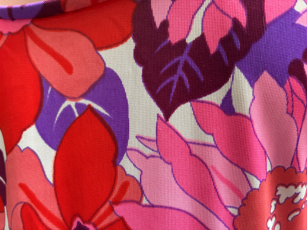 Vintage Neon Tropical Floral Maxi Dress | Empire Waist | Flower Power