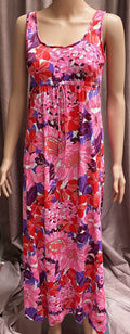 Vintage Neon Tropical Floral Maxi Dress | Empire Waist | Flower Power