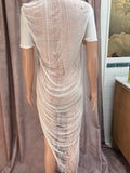 Slouchy White T-Shirt with Shredded Back – Size Medium