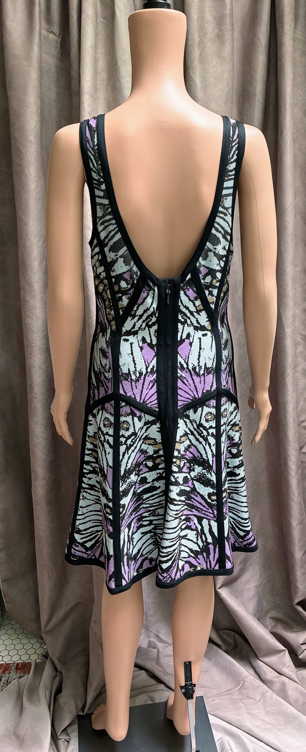 Vintage Y2K Butterfly Wing Bodycon Skater Dress | Cyber-Chic | Pastel Blue & Lilac