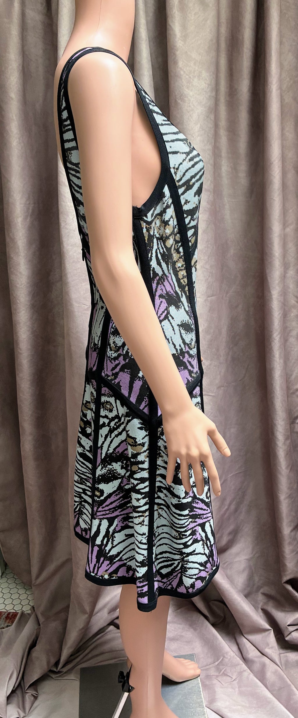 Vintage Y2K Butterfly Wing Bodycon Skater Dress | Cyber-Chic | Pastel Blue & Lilac