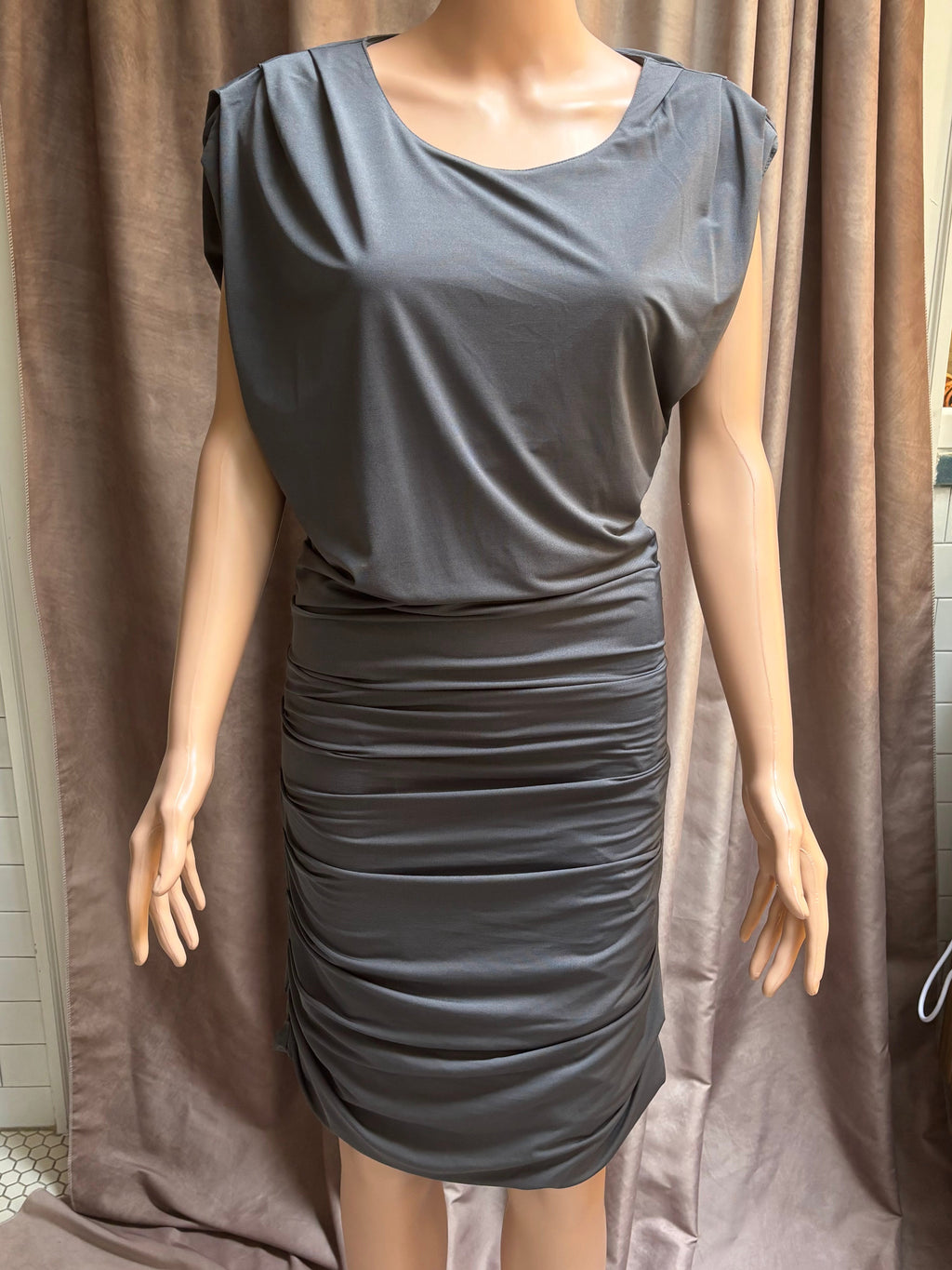 Gray Ruched Bodycon Dress
