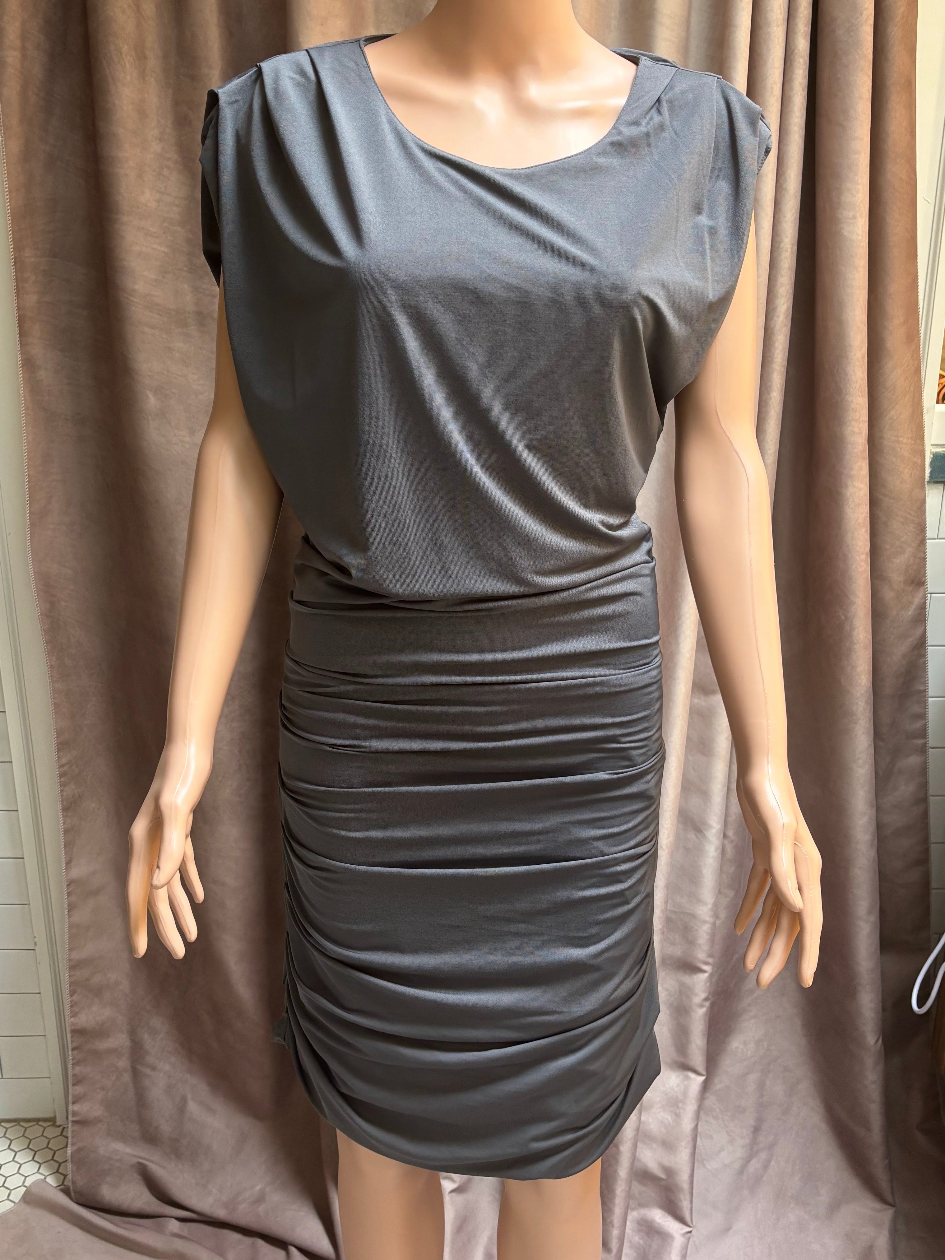 Gray Ruched Bodycon Dress