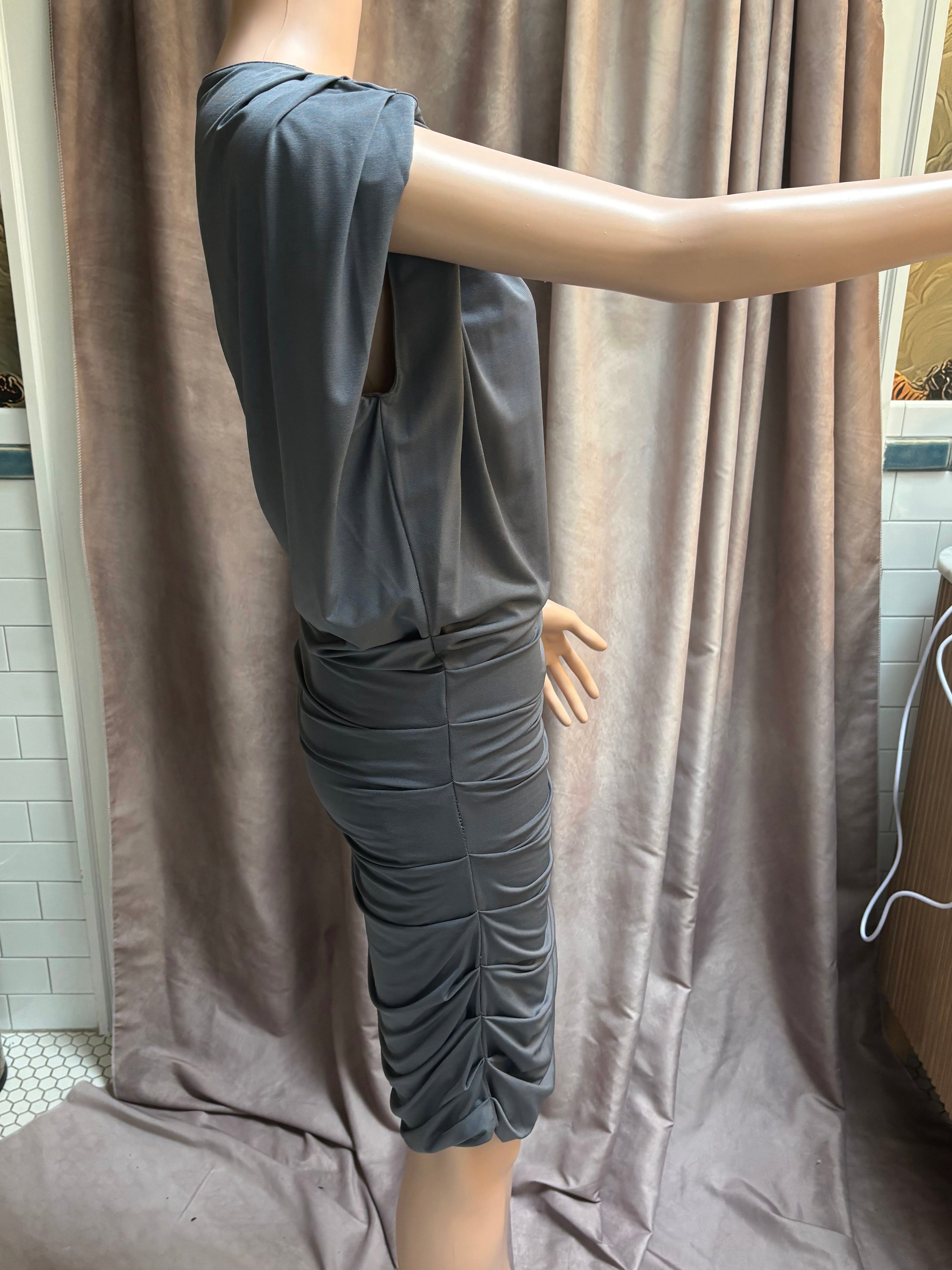 Gray Ruched Bodycon Dress