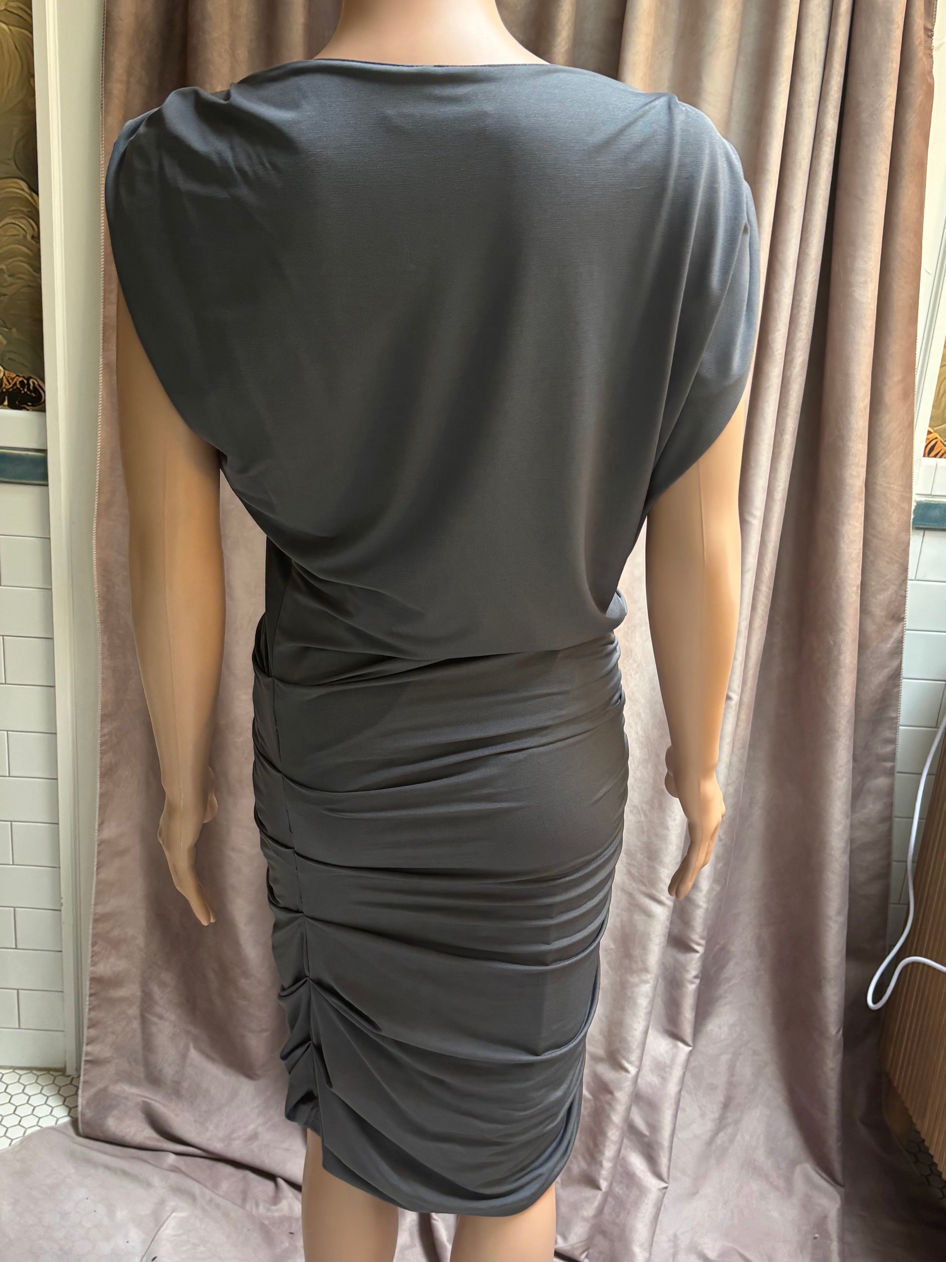 Gray Ruched Bodycon Dress