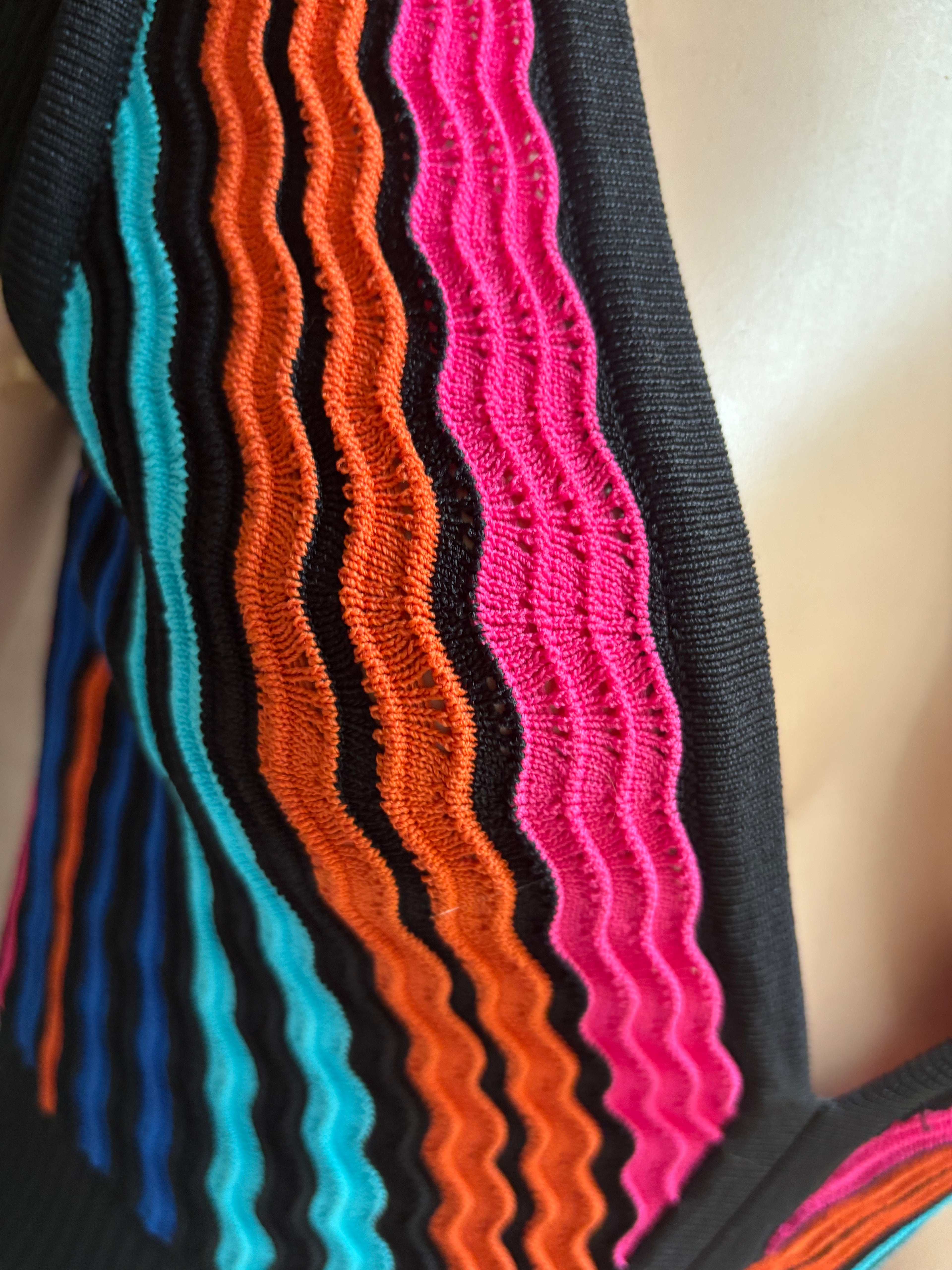 Multicolored Plunge Sweater Cocktail Dress