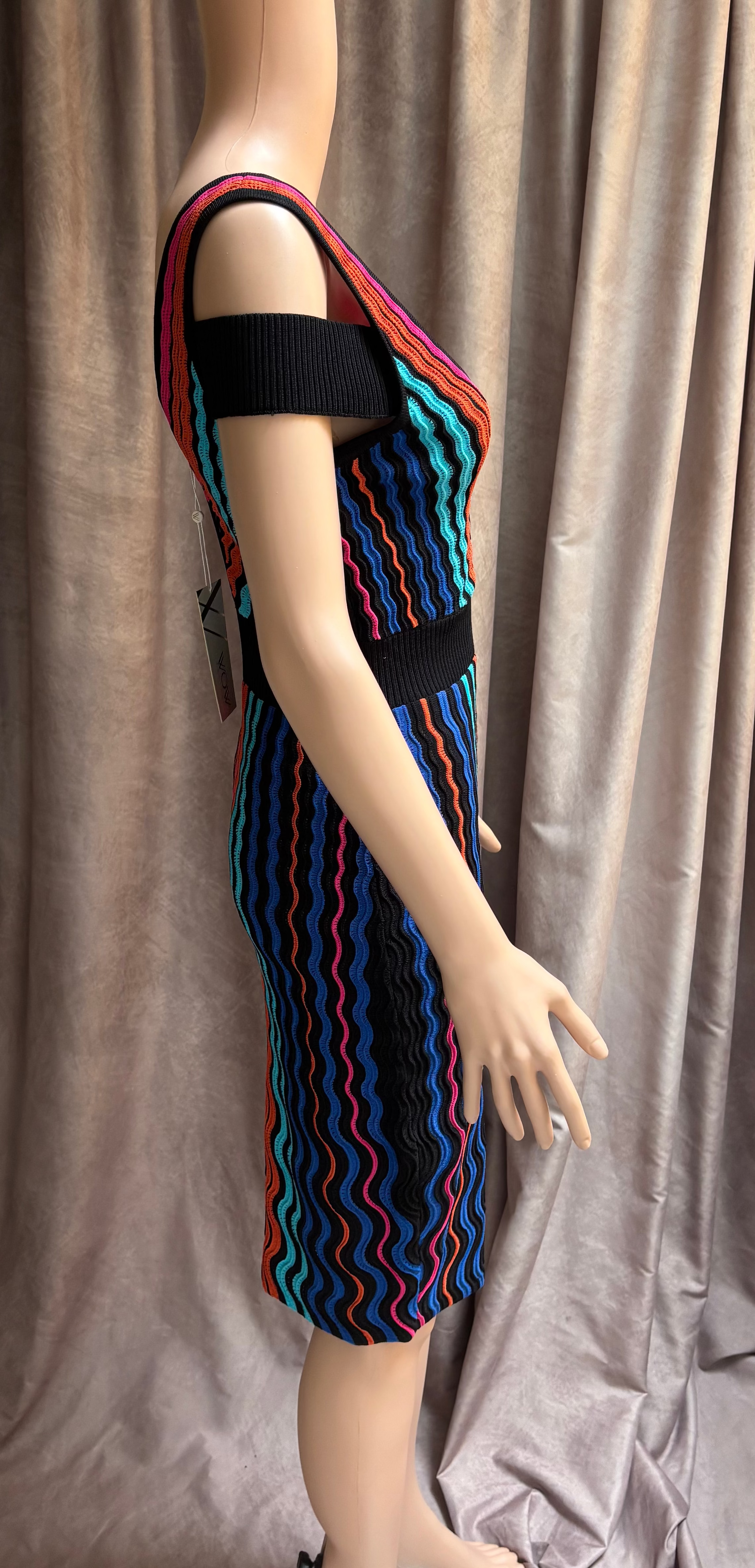 Multicolored Plunge Sweater Cocktail Dress