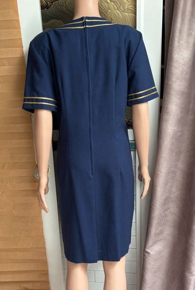 Navy Blue and Gold Star Studded Dress | Vintage 80s