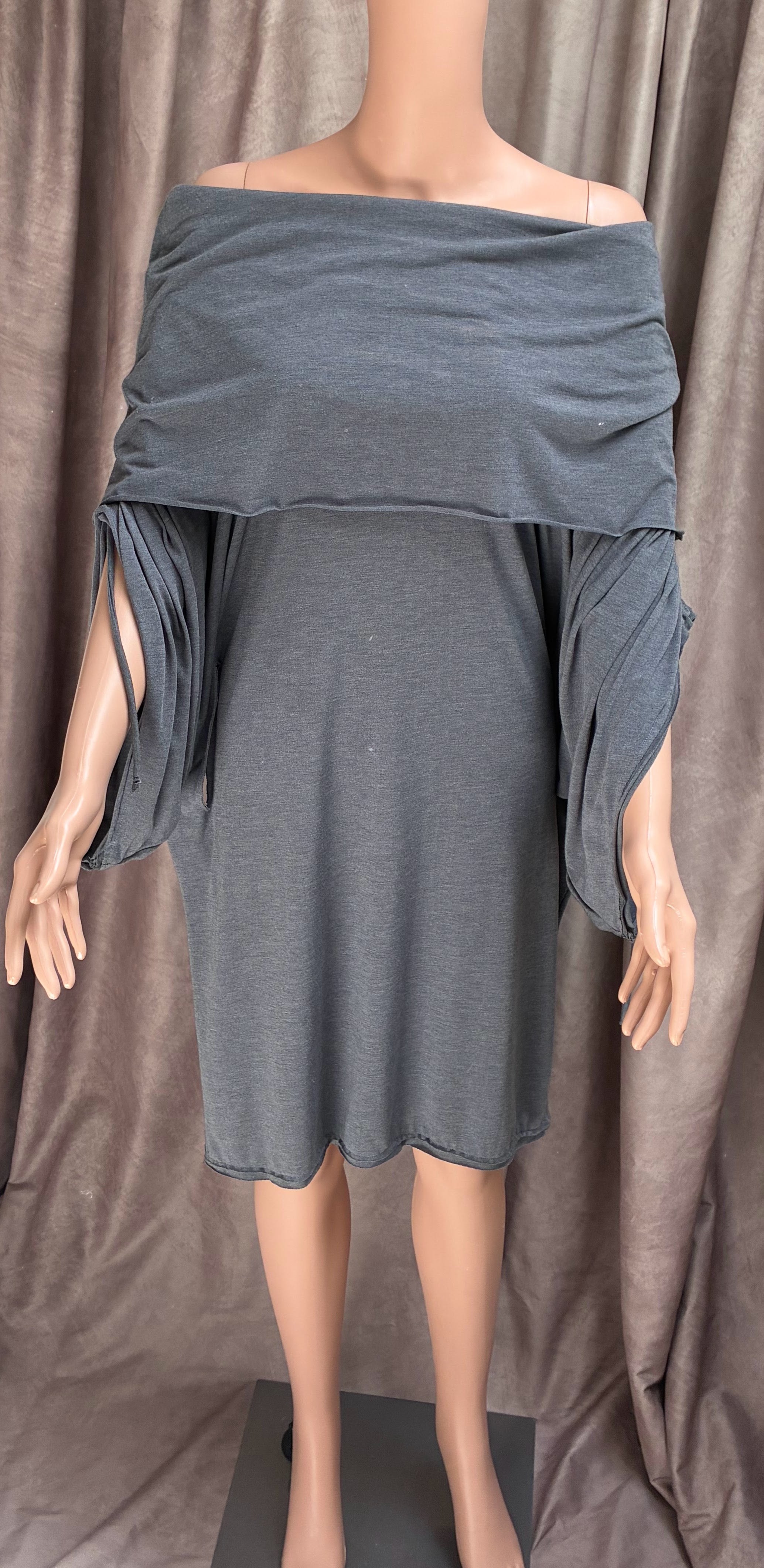 Vintage Allo Martinez Argentina Gray Jersey Parachute Dress | 5 Ways to Wear | One Size