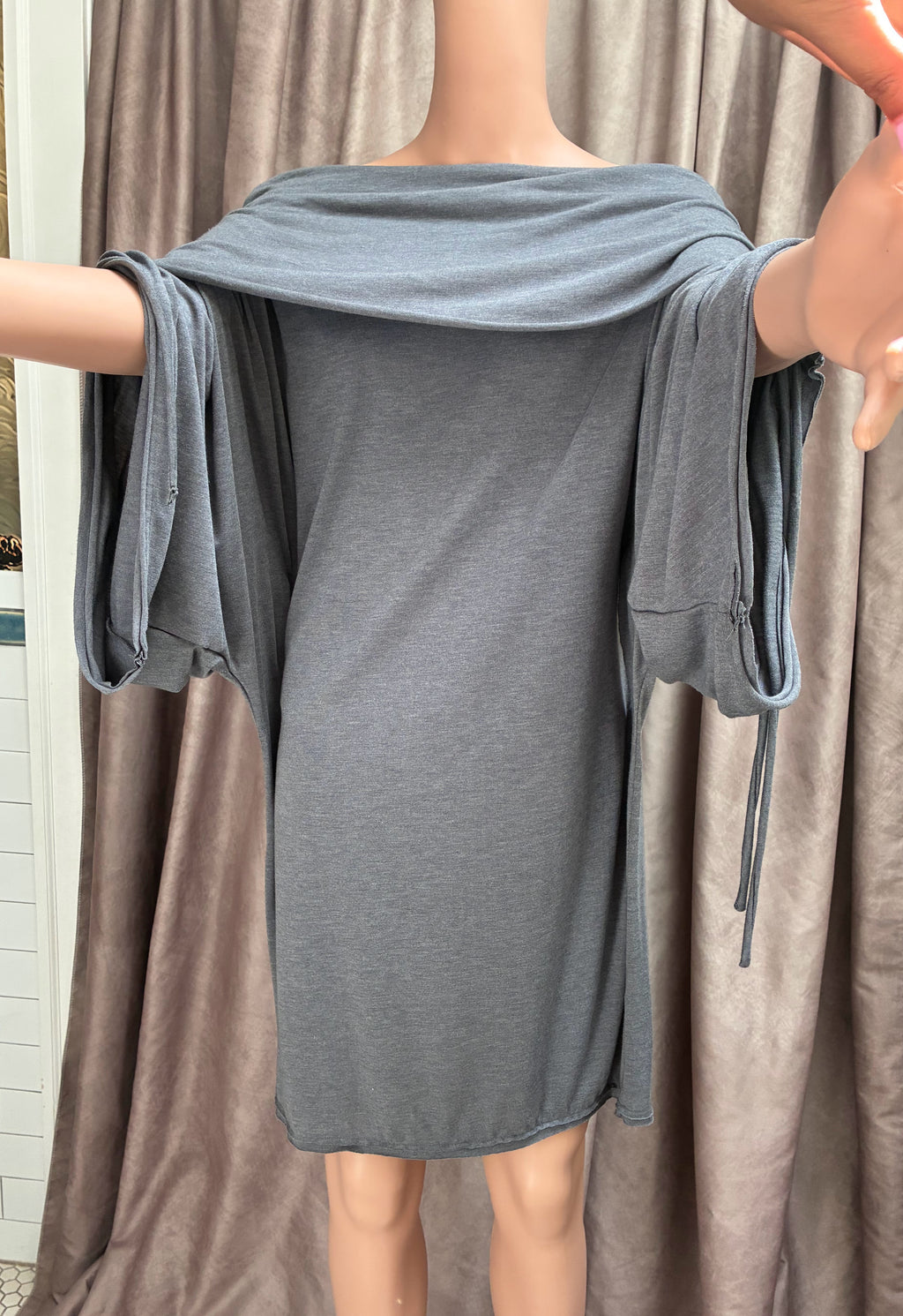 Vintage Allo Martinez Argentina Gray Jersey Parachute Dress | 5 Ways to Wear | One Size