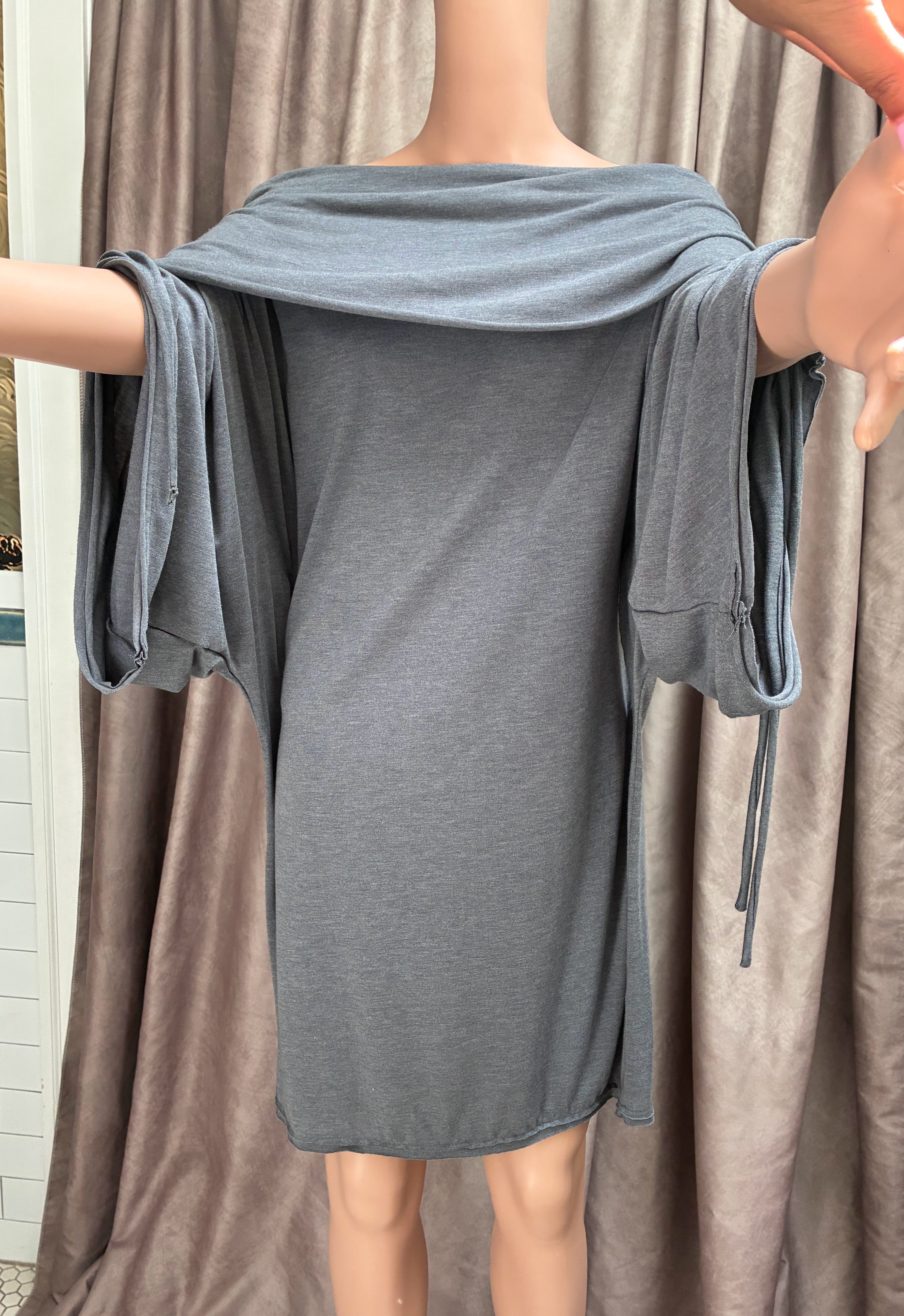 Vintage Allo Martinez Argentina Gray Jersey Parachute Dress | 5 Ways to Wear | One Size