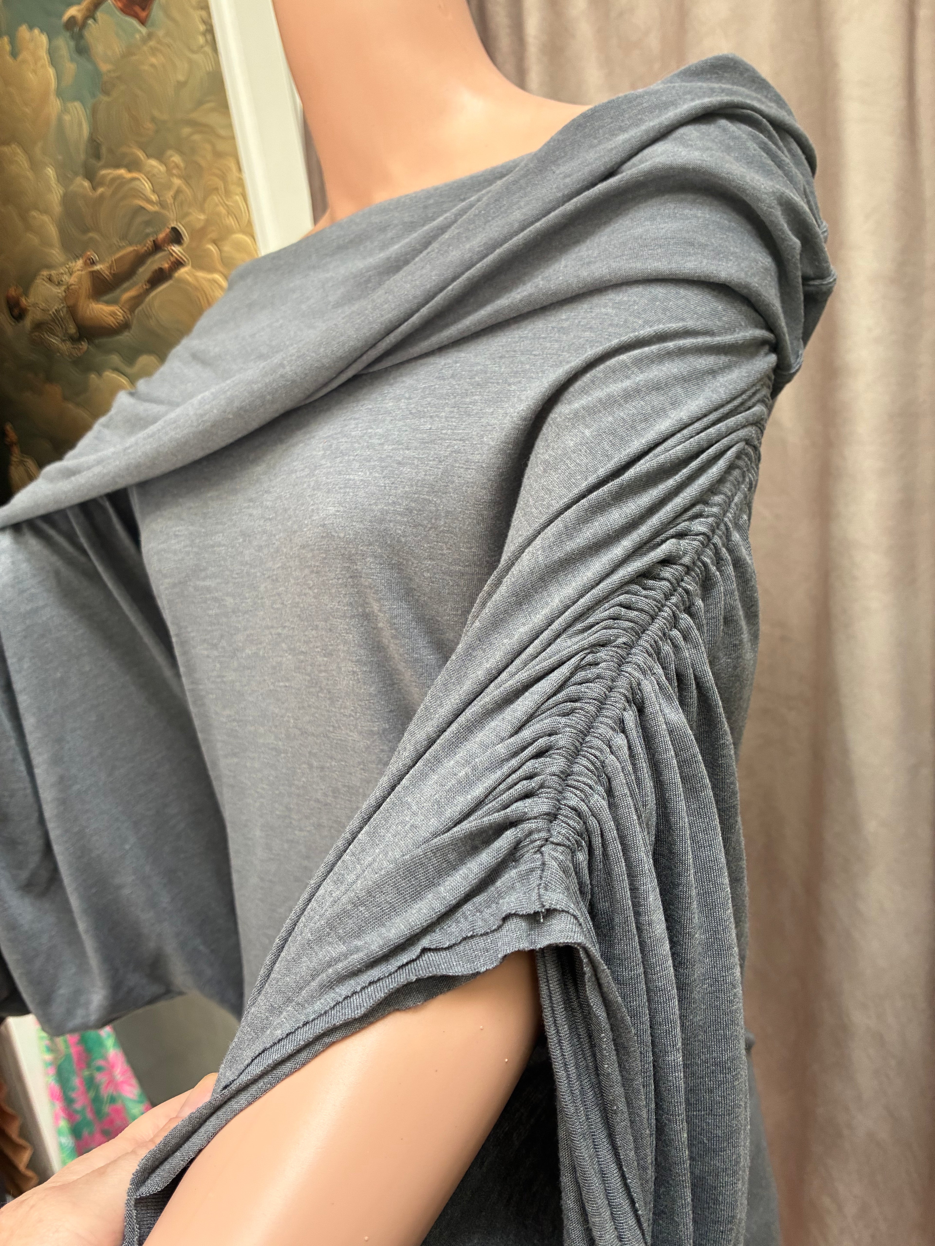 Vintage Allo Martinez Argentina Gray Jersey Parachute Dress | 5 Ways to Wear | One Size