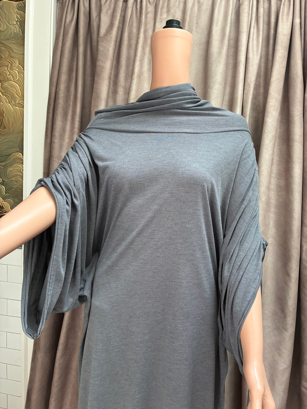 Vintage Allo Martinez Argentina Gray Jersey Parachute Dress | 5 Ways to Wear | One Size