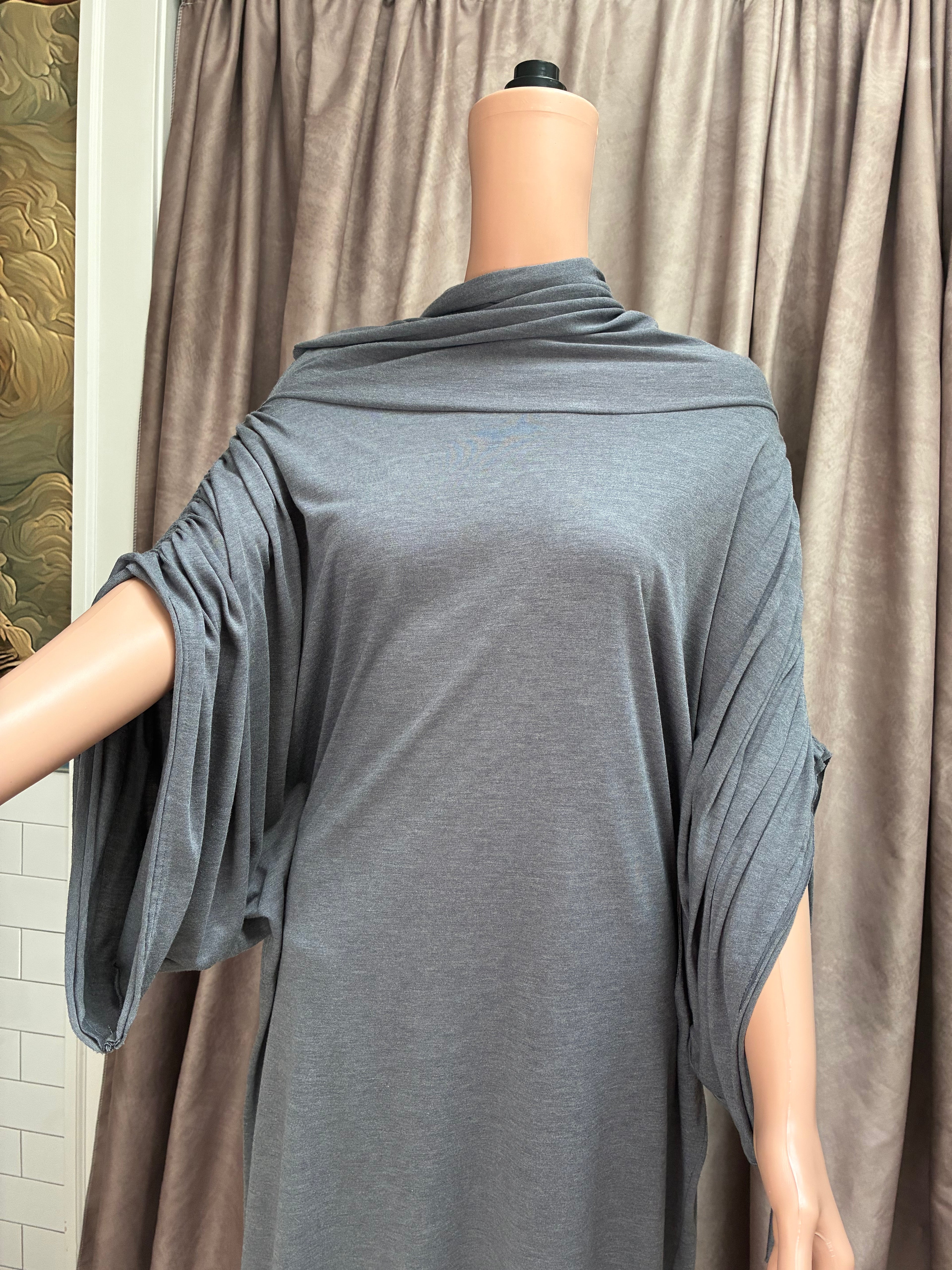 Vintage Allo Martinez Argentina Gray Jersey Parachute Dress | 5 Ways to Wear | One Size