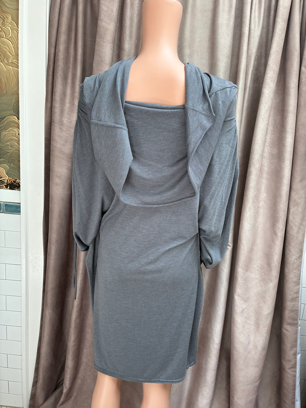 Vintage Allo Martinez Argentina Gray Jersey Parachute Dress | 5 Ways to Wear | One Size