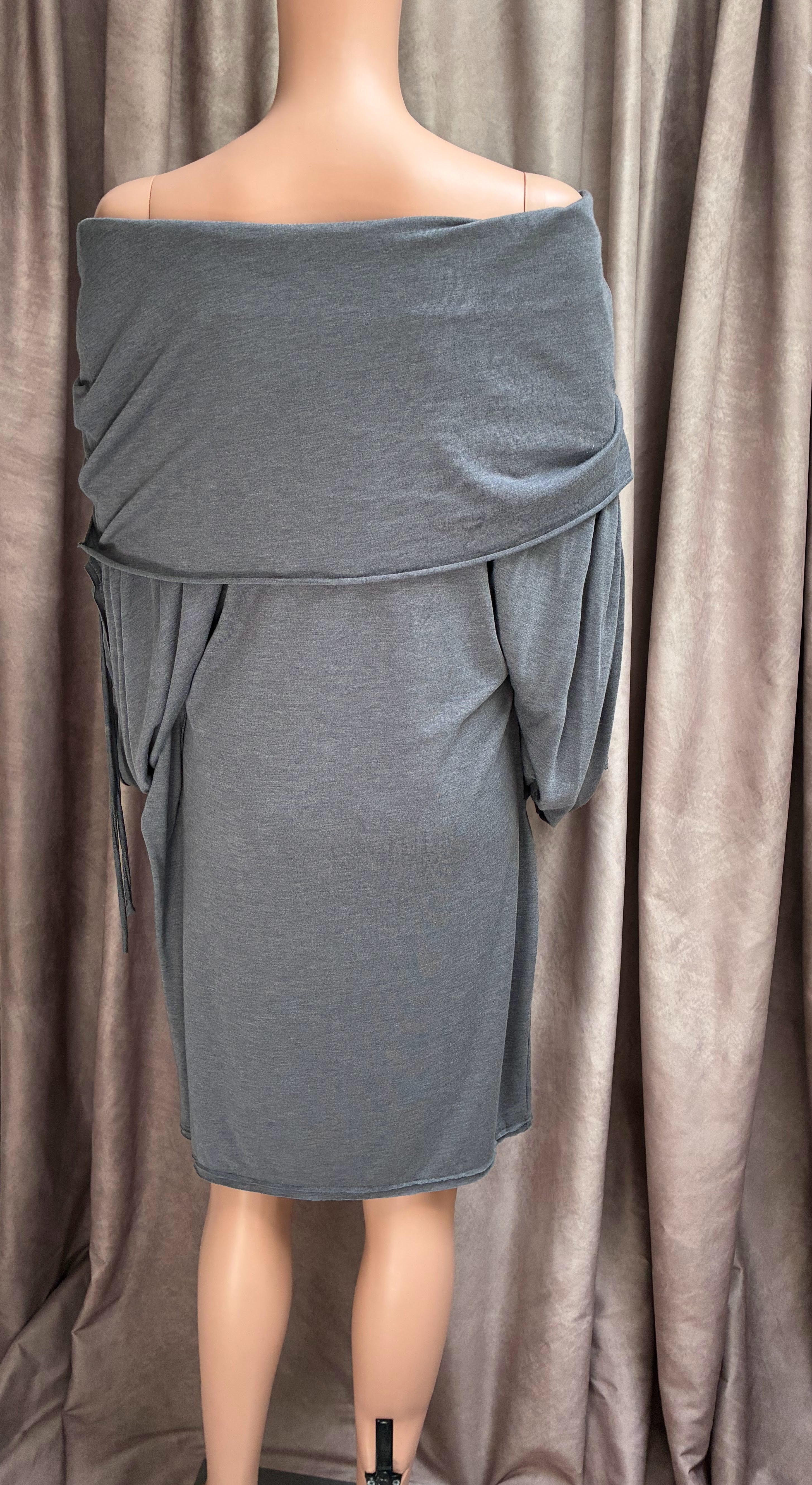 Vintage Allo Martinez Argentina Gray Jersey Parachute Dress | 5 Ways to Wear | One Size