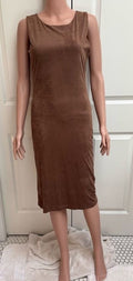 Faux Suede Light Brown Bodycon Dress | Stretchy & Soft | Size Medium