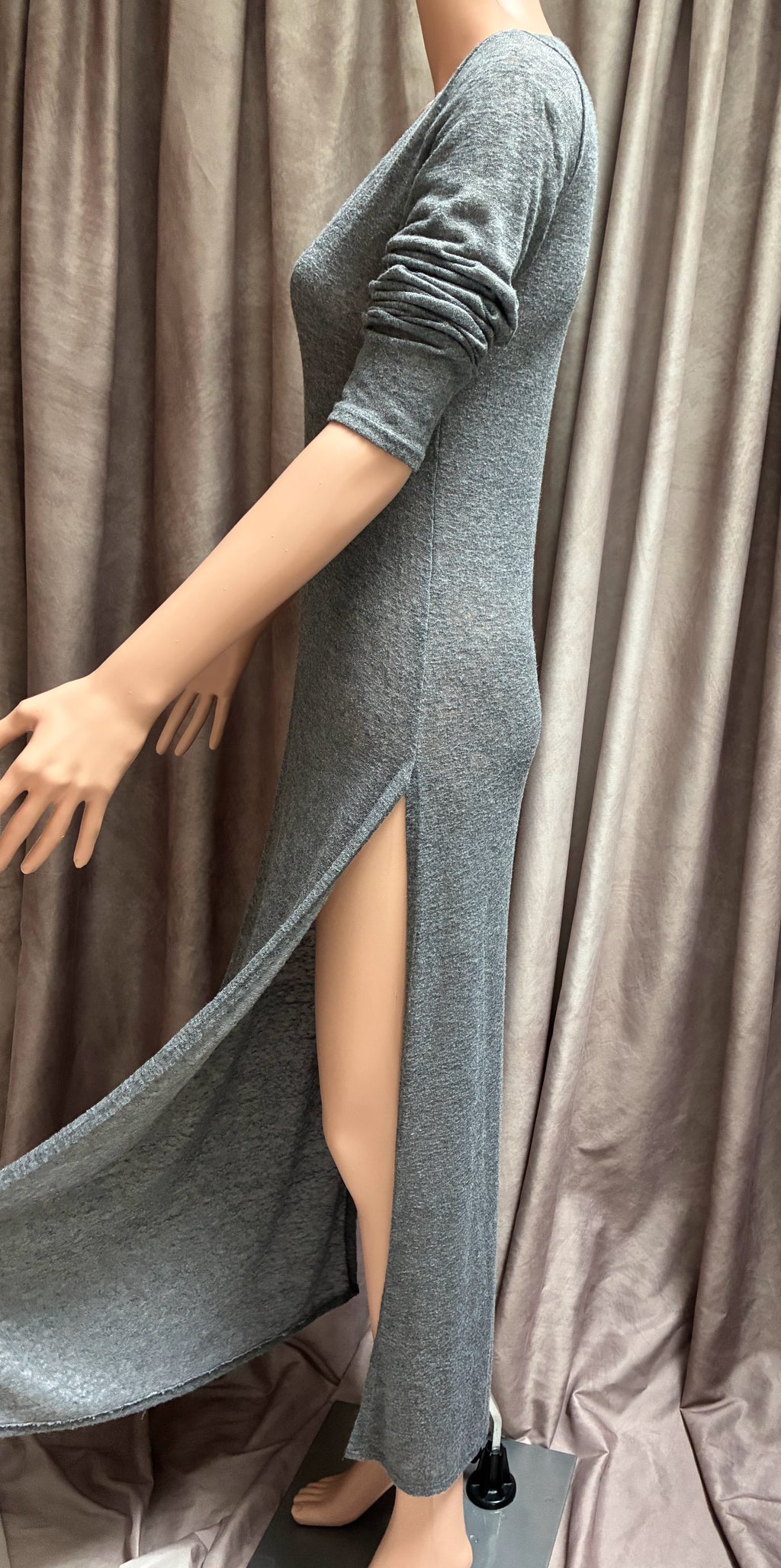 Minimalist Sheer Knit Maxi Dress | Deep V-Neck | Carolyn Bessette Vibes | Size 4