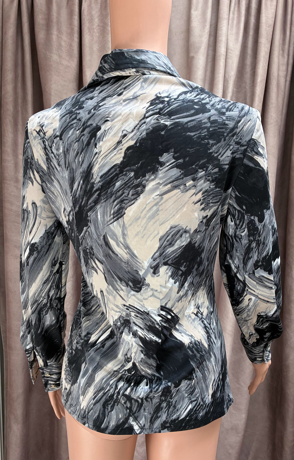 Vintage 1970s Personal Division Smoky Psychedelic Secretary Blouse | 100% Polyester | Size 10