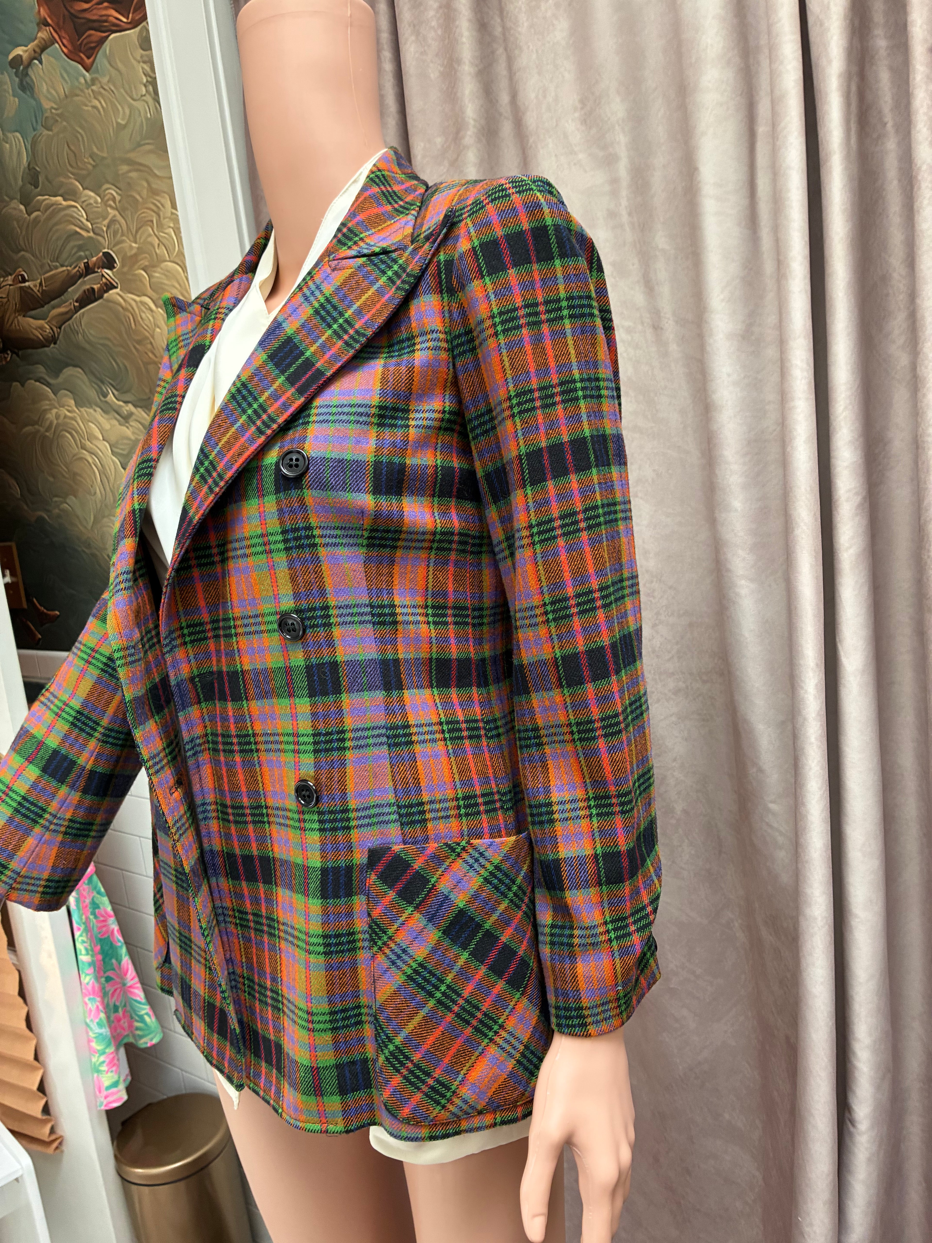 Vintage Carol Horn for Benson & Partners 100% Wool Scottish Plaid Blazer | Unique Colorway | Size M